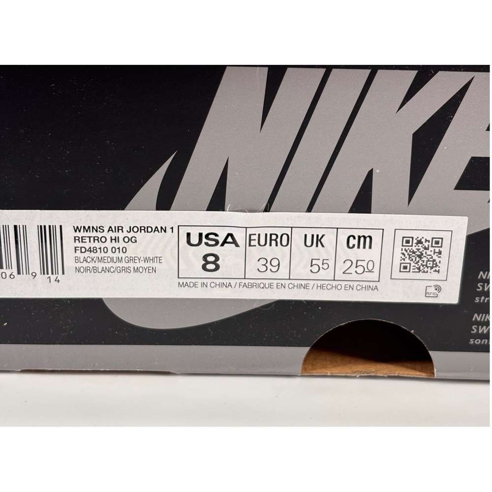 Nike‎ Air Jordan 1 Retro High OG Womens 8 Black Grey Satin Shadow FD4810-010 New - Picture 6 of 8